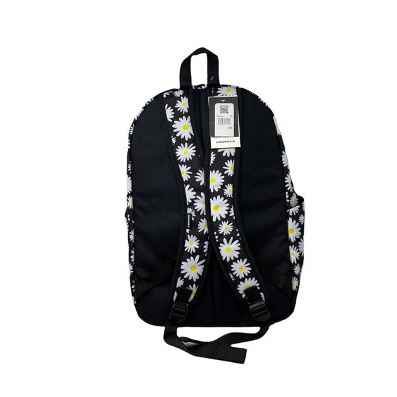 Converse Women's 10019901-A04 Go 2 Daisy Print Black White Flowers Logo Backpack - Picture 4 of 6